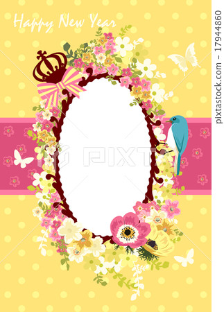 Flower and bird with frame picture Flower and bird with frame picture 17944860