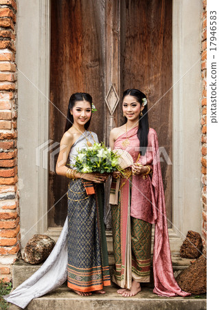 Couple thai woman  traditional dress. 17946583