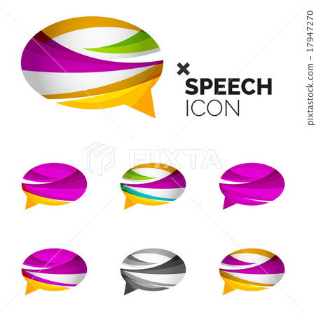 Set of abstract speech bubble and cloud icons - Stock Illustration ...