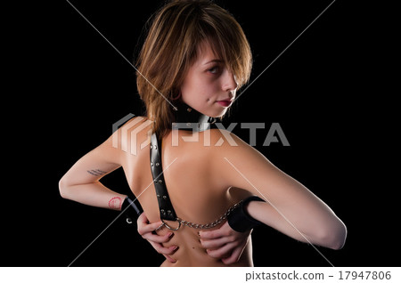 sexy woman with chain and collar 17947806