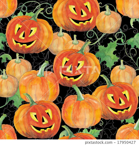 Seamless background with bright halloween pumpkins Seamless background with bright halloween pumpkins 17950427