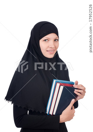 Young muslim female student with books 17952526