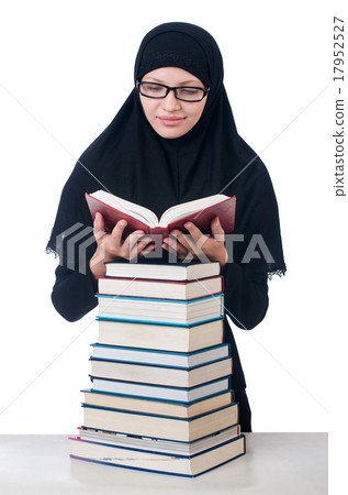 Young muslim female student with books 17952527