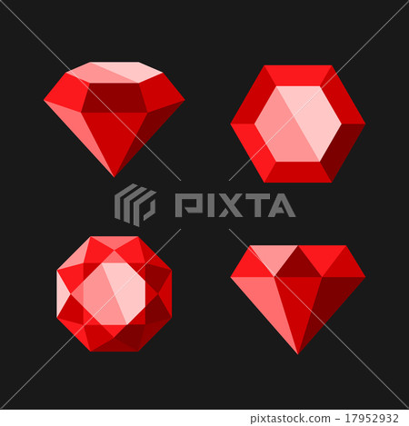 Red Diamond or Ruby Vector Icons Set 17952932