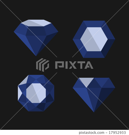 Dark Blue Diamond Vector Icons Set Dark Blue Diamond Vector Icons Set 17952933
