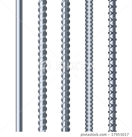 Sreel Rebars Set on White Background. Metal 17953017