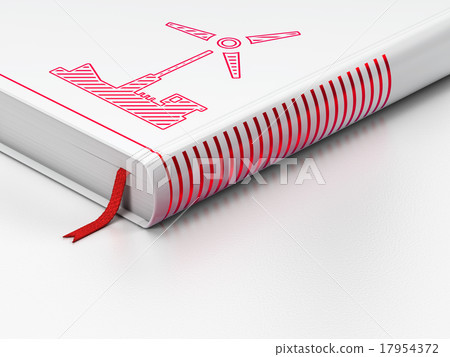 Industry concept: closed book, Windmill on white Industry concept: closed book, Windmill on white 17954372