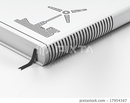 Manufacuring concept: closed book, Windmill on Manufacuring concept: closed book, Windmill on 17954387