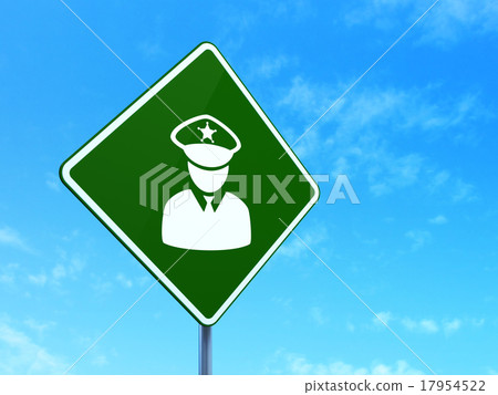 Law concept: Police on road sign background 17954522