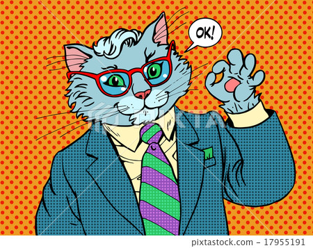 Cat businessman OK gesture 17955191