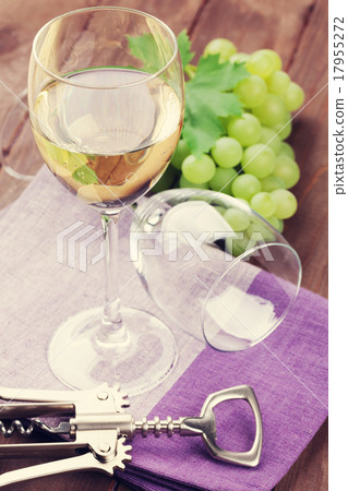 White wine glass and grapes White wine glass and grapes 17955272
