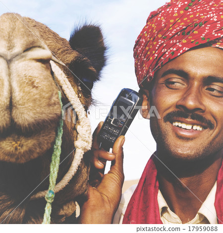 Asian man camel desert communication Concept Asian man camel desert communication Concept 17959088