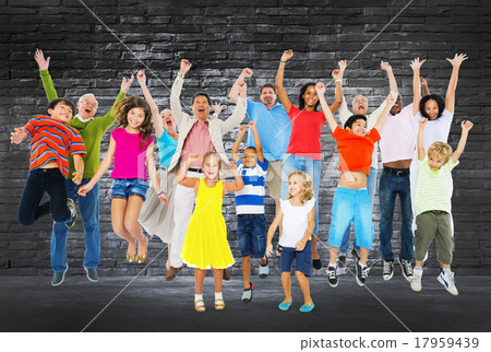 Children Celebration Jumping Ecstatic Happiness Concept 17959439