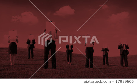 Business People Holding Empty Placard Outdoors 17959606