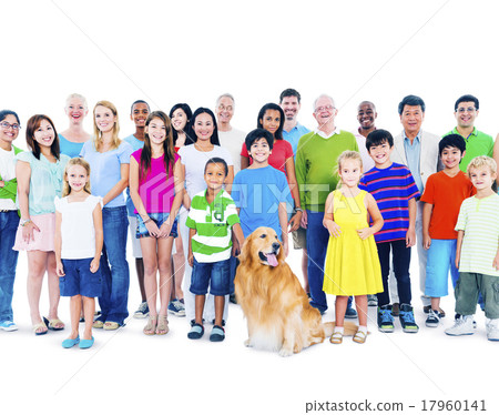 Stock Photo: Multi-ethnic group of mixed age people together family Concept