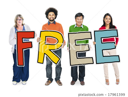 Multi-Ethnic Group of People Holding Text Freedom Multi-Ethnic Group of People Holding Text Freedom 17961399