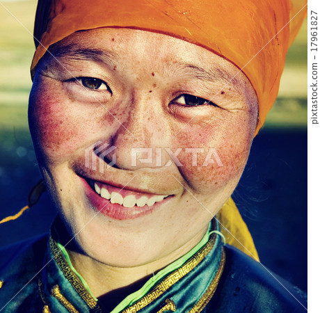 Mongolian Woman Traditional Dress Smiling Happiness Concept 17961827