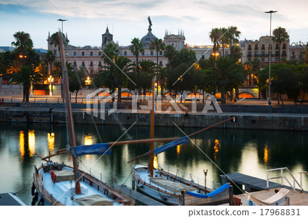 Barcelona embankment in twilight 17968831