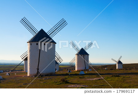 retro windmills in field retro windmills in field 17969117
