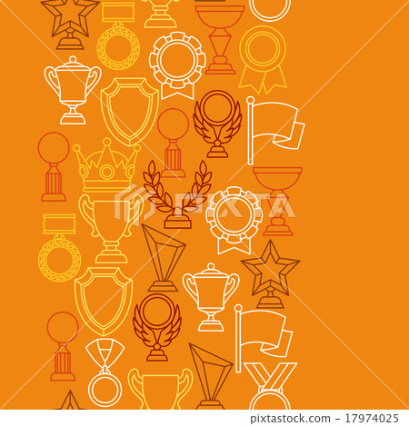 Awards and trophy sport or business line icons 17974025