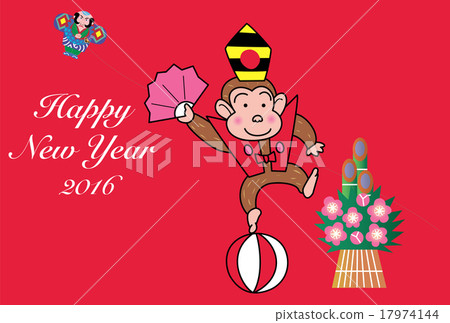 Dancing monkey and hatchet greeting card 17974144