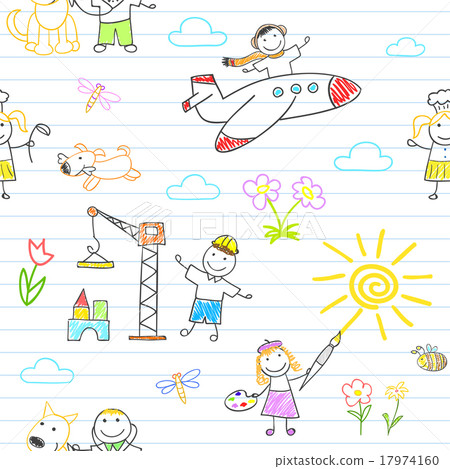 Seamless background with happy children Seamless background with happy children 17974160