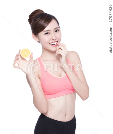 Woman show orange benefit health Woman show orange benefit health 17974426