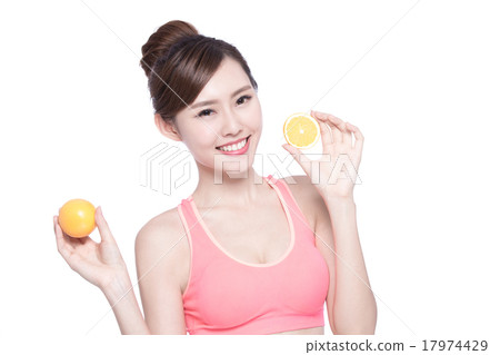 Woman show orange benefit health 17974429