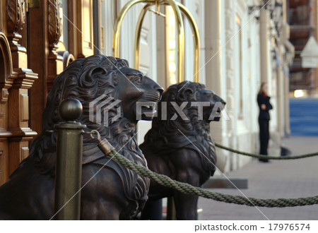 Wooden lion sculptures Wooden lion sculptures 17976574