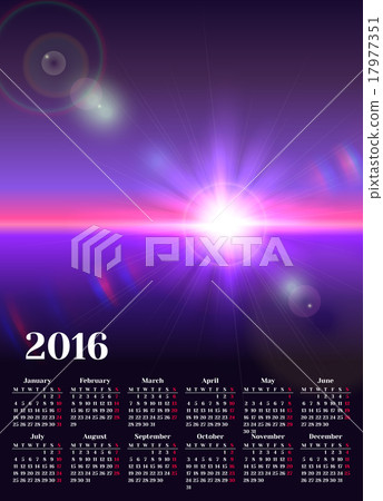 Calendar 2016 with sunny landscape Calendar 2016 with sunny landscape 17977351