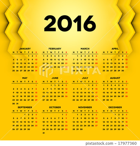Calendar 2016 template design - Stock Illustration [17977360] - PIXTA