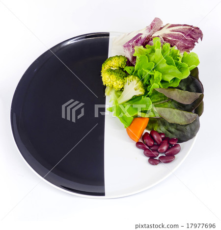 vegetable salad on plate with blank spcae vegetable salad on plate with blank spcae 17977696