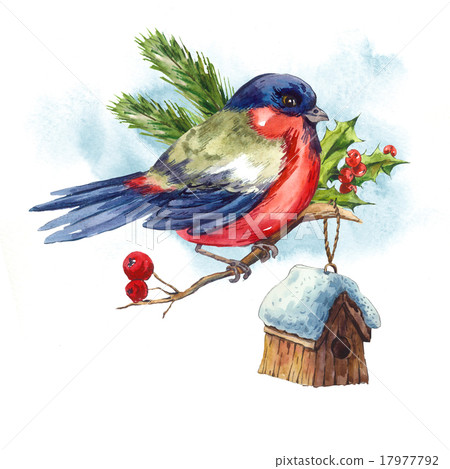 Watercolor vintage Merry Christmas and Happy New 17977792