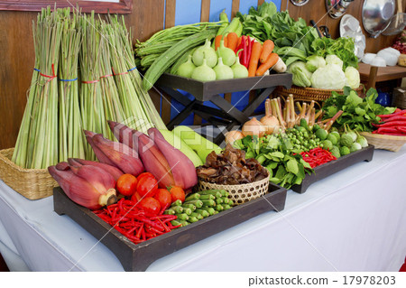 Kind of Thai vegetables set in Thai kitchen style Kind of Thai vegetables set in Thai kitchen style 17978203