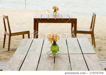 romantic table setup on tropical beach romantic table setup on tropical beach 17978749