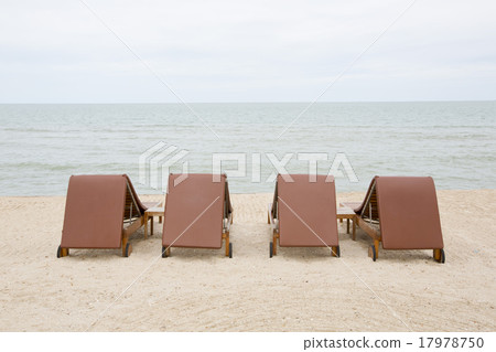 Beach chair on sand beach. Concept for rest Beach chair on sand beach. Concept for rest 17978750