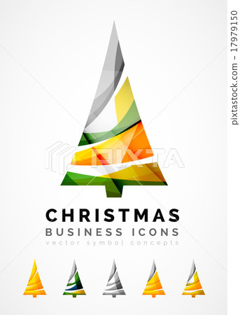 Set of abstract Christmas Tree Icons, business - Stock Illustration ...