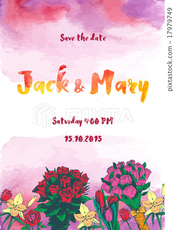 Wedding watercolor vector invitation. Wedding watercolor vector invitation. 17979749