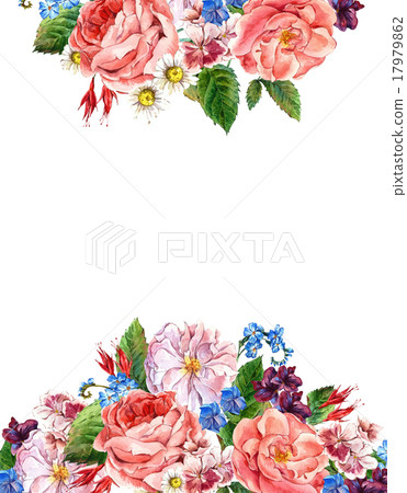 Floral Vintage Greeting Card, watercolor Floral Vintage Greeting Card, watercolor 17979862