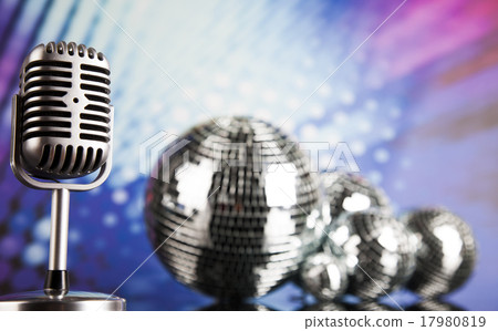 Retro style microphone, Music background 17980819