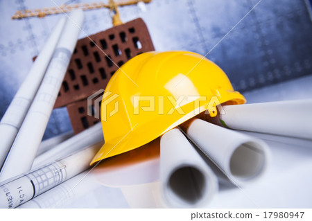 Architectural with Construction site and crane Architectural with Construction site and crane 17980947
