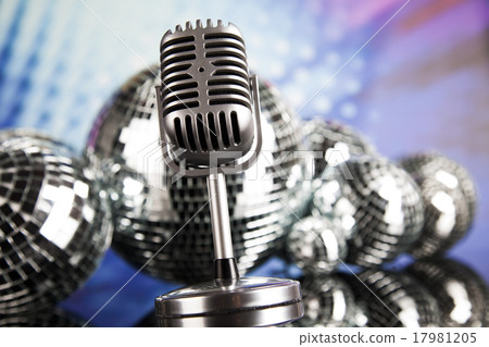 Music background, microphone and Disco Balls 17981205