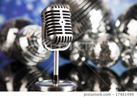 Retro style microphone, Music background 17981499