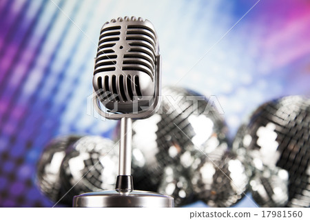 Retro style microphone, Music background 17981560