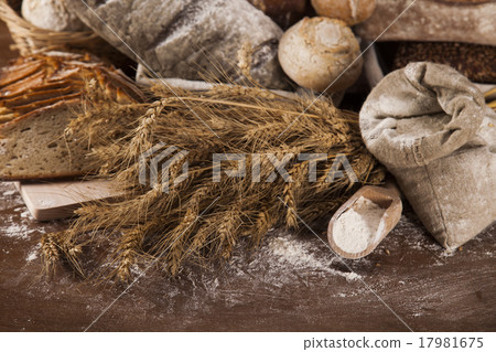 Freshly baked bread on the wooden 17981675