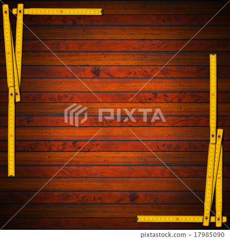 Wooden Background with Ruler Frame 17985090