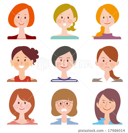 9女性的情緒和情緒面部表情集 17986014