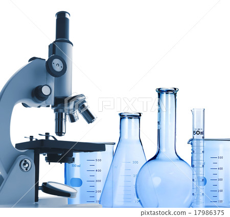 Laboratory metal microscope and test-tubes Laboratory metal microscope and test-tubes 17986375