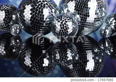 Disco Balls, sound waves and Music background Disco Balls, sound waves and Music background 17987666