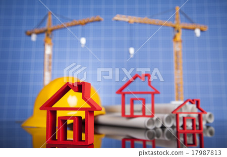 House model with Construction site and crane House model with Construction site and crane 17987813
